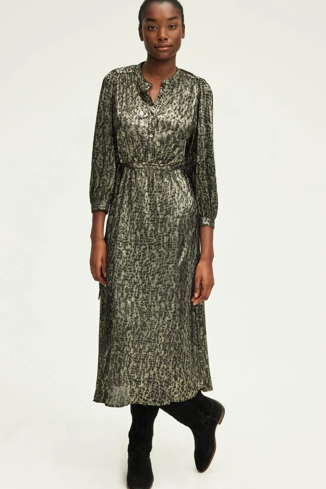 Pablo Robe midi en lurex léopard - SYDONIE Noir Best