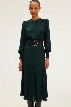 Pablo Robe midi satinée unie - SAFA Vertcactus Shop