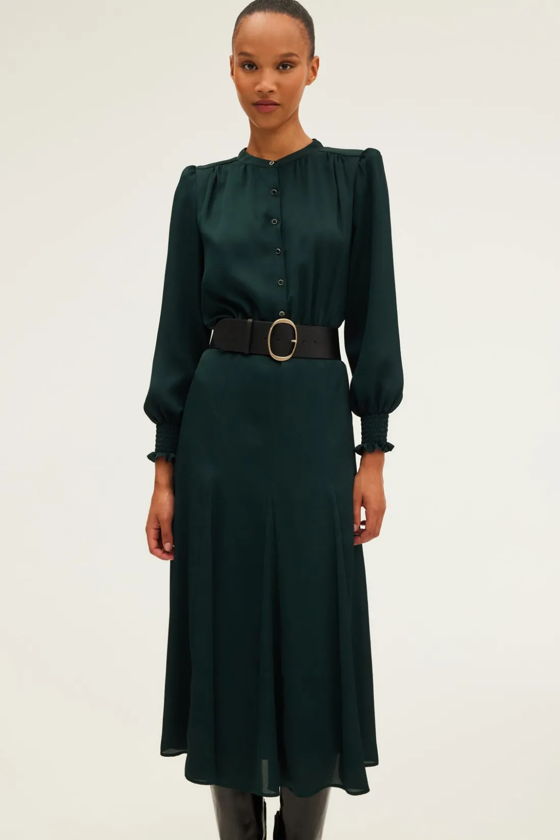 Pablo Robe midi satinée unie - SAFA Vertcactus Shop