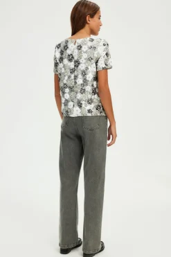 Pablo Top à fleurs en sequins - BENITA Argent Sale
