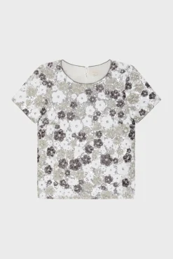 Pablo Top à fleurs en sequins - BENITA Argent Sale