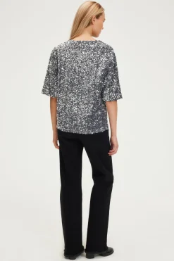 Pablo Top à sequins argentés - ALESSIA GrisChiné New