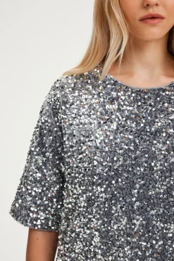Pablo Top à sequins argentés - ALESSIA GrisChiné New
