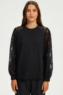 Pablo Top aux manches en dentelle - BRELLE Noir Outlet