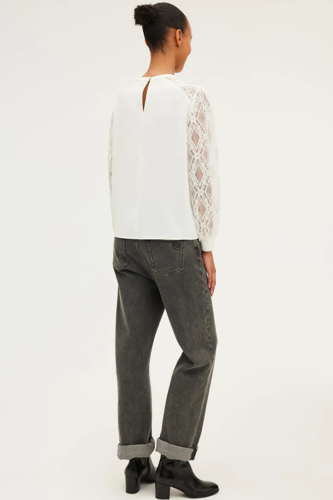 Pablo Top aux manches en dentelle - BRELLE Ecru Shop