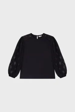 Pablo Top aux manches en dentelle - BRELLE Noir Outlet