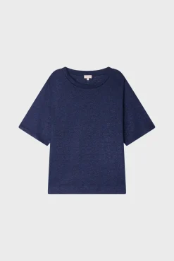 Pablo T-shirt manches courtes en lin brillant - AMINA Marine Best