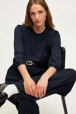 Pablo T-shirt manches longues en coton mélangé - AZLIS Marine Sale