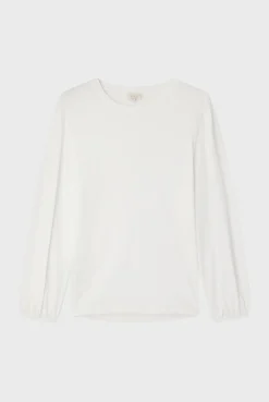 Pablo T-shirt manches longues en coton mélangé - AZLIS Ecru Online