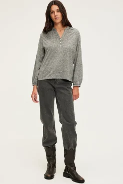 Pablo T-shirt manches longues et strass - ALYS GrisChiné Hot