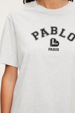 Pablo T-shirt sérigraphié en coton - AZADEE GrisChiné Clearance