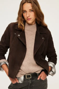 Pablo Veste biker en cuir velours - BIBIANE Cinanon Best Sale