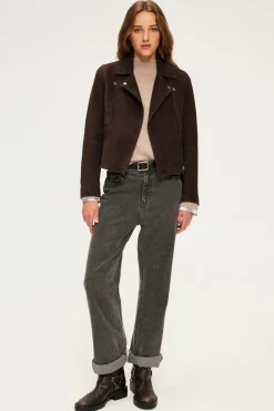 Pablo Veste biker en cuir velours - BIBIANE Cinanon Best Sale
