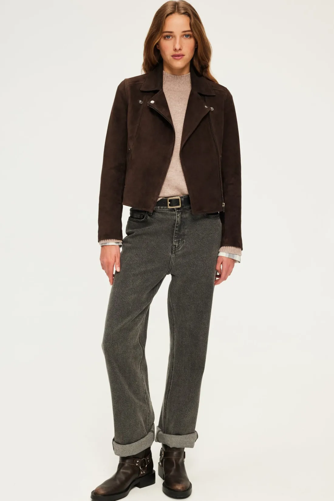 Pablo Veste biker en cuir velours - BIBIANE Cinanon Best Sale