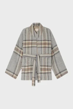 Pablo Veste ceinturée à carreaux - MARIECLARA GrisChiné Discount