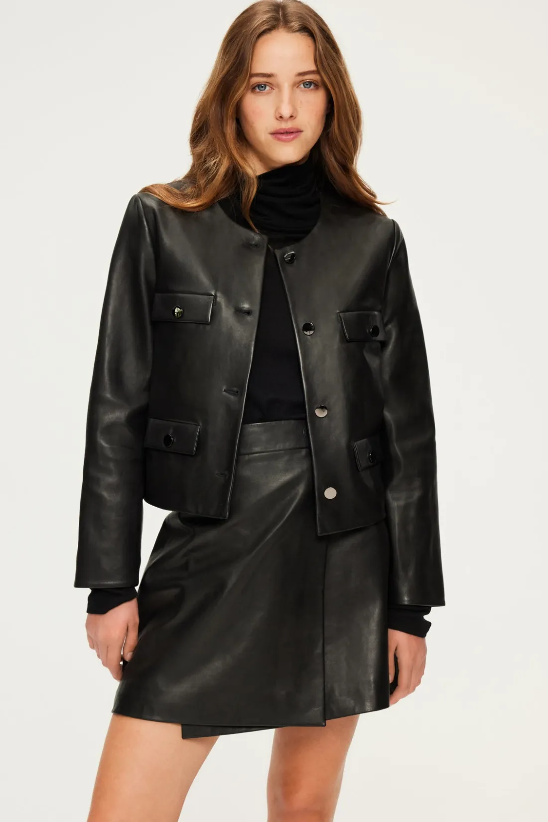 Pablo Veste courte en cuir - BURCINE Noir Cheap