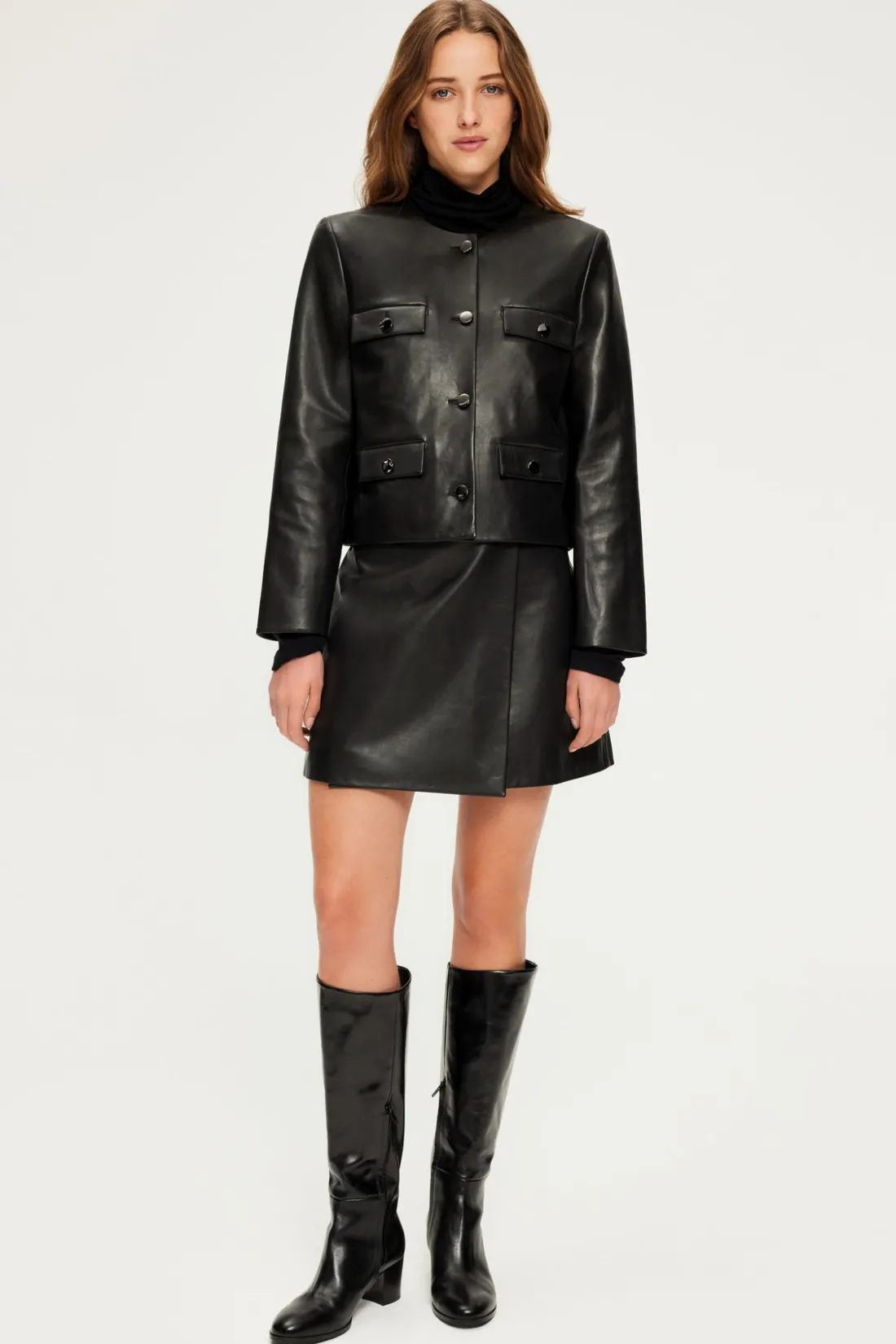 Pablo Veste courte en cuir - BURCINE Noir Cheap