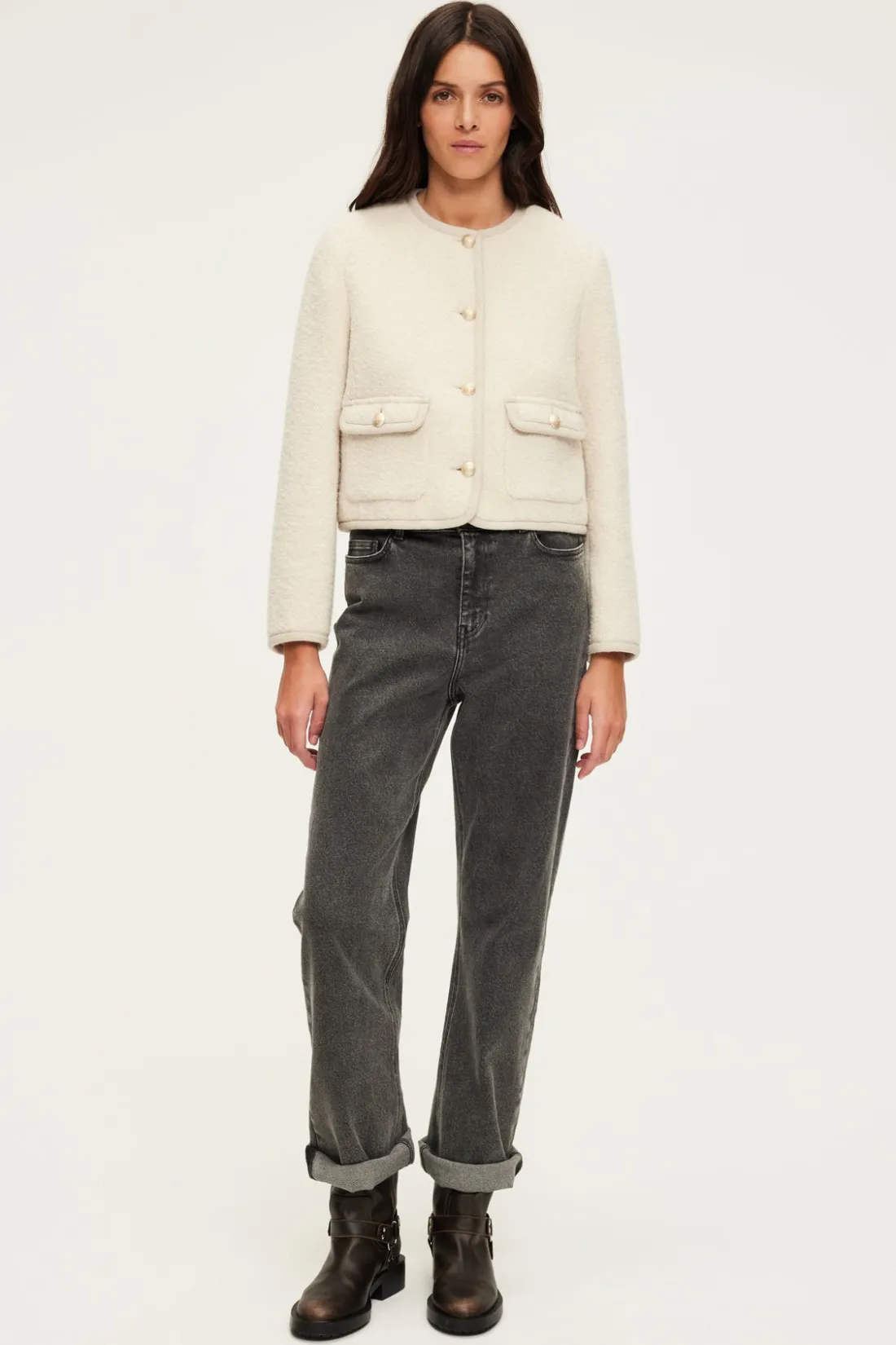 Pablo Veste courte en tweed écru - MAHAULT Naturel Cheap