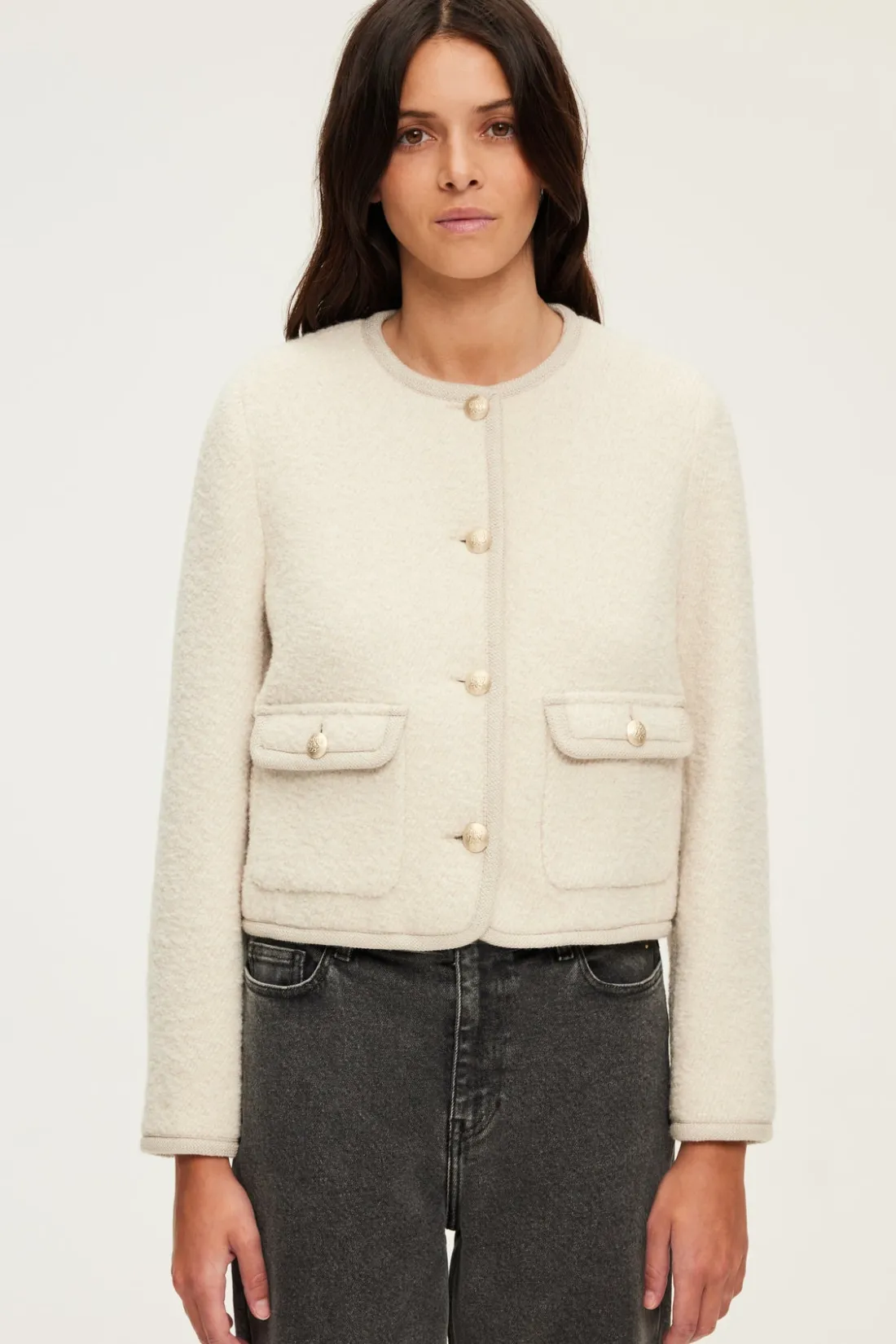 Pablo Veste courte en tweed écru - MAHAULT Naturel Cheap