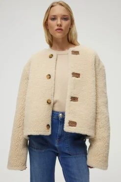 Pablo Veste en peau lainée réversible - ZOELISE Camel New