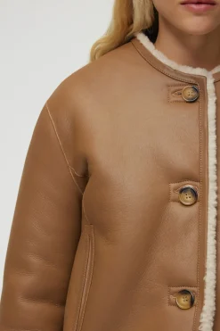 Pablo Veste en peau lainée réversible - ZOELISE Camel New