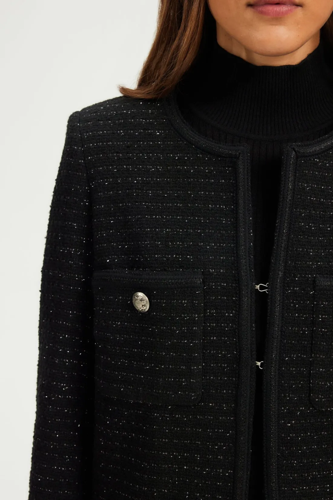 Pablo Veste en tweed - MINA Noir Cheap